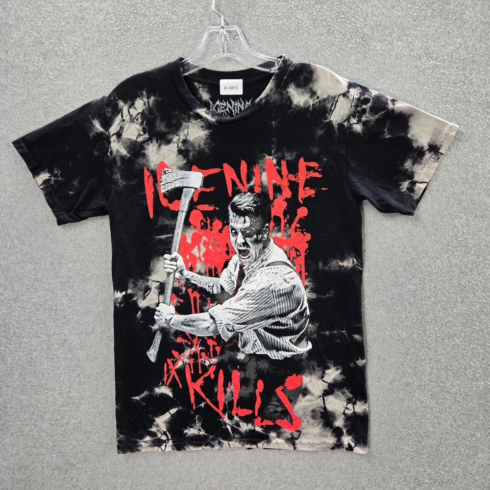 Ice Nine Kills Men Shirt Small Black Tie Dye Axe Murder Crew Neck Short Sleeve‎